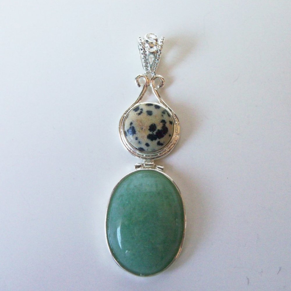 Aventurine, dalmatian jasper pendant (#1080)